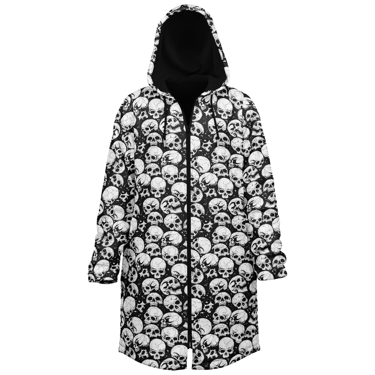 Skulls Zipper Cloak | Black & White