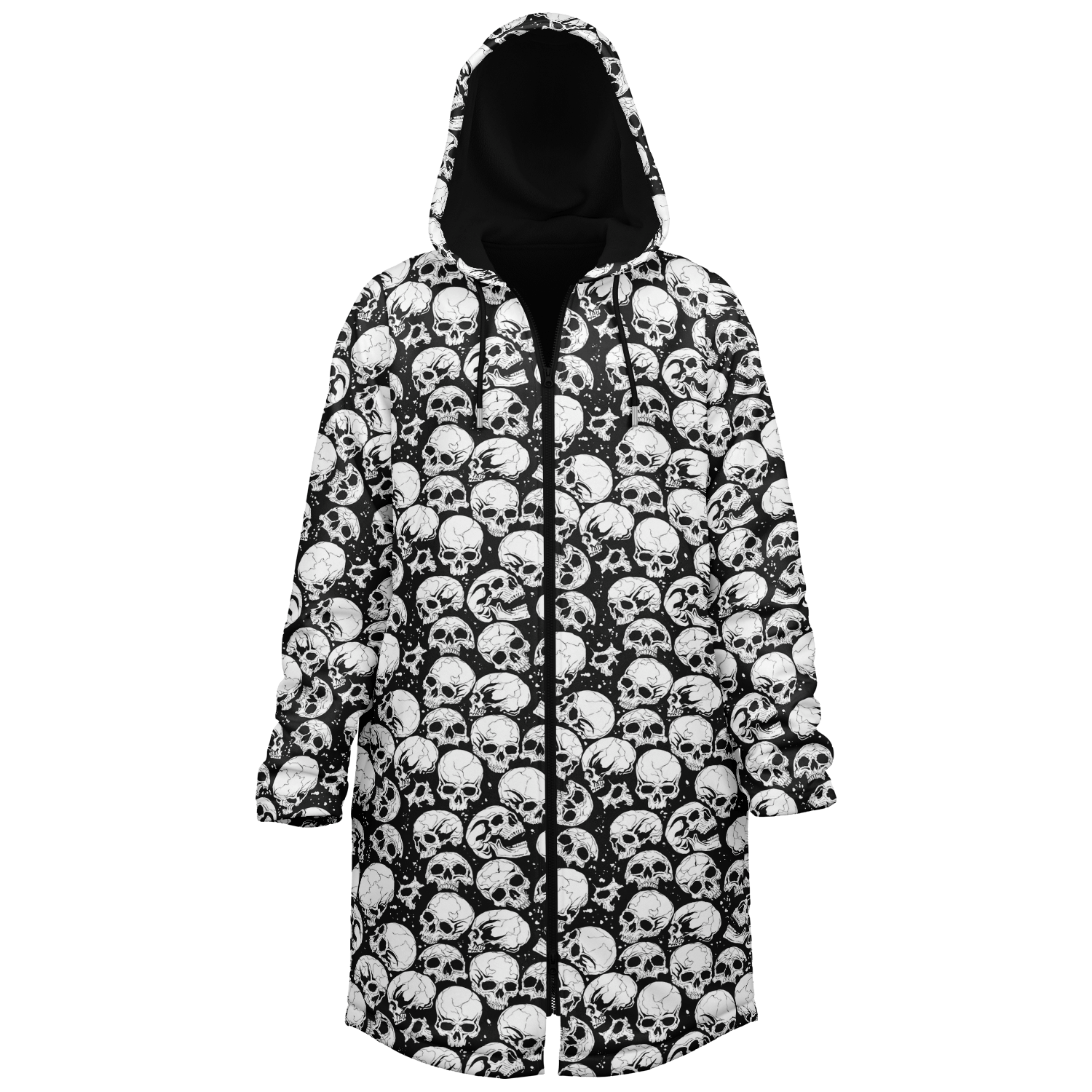 Skulls Zipper Cloak | Black & White