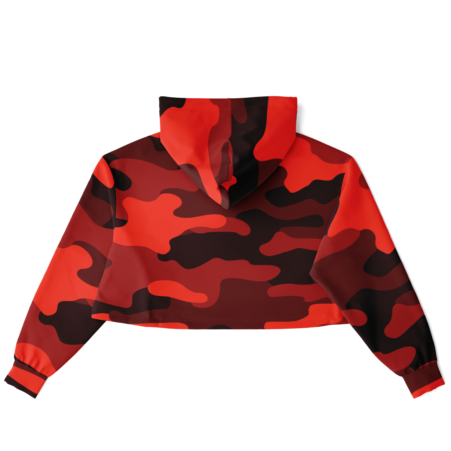 Red Camo Cropped Hoodie For Women