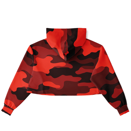 Red Camo Cropped Hoodie For Women