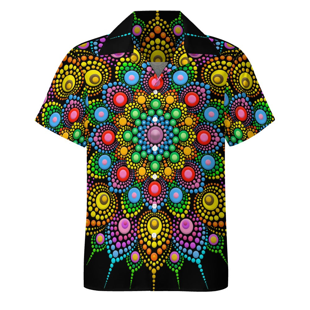 Rainbow Mandala Cuban Collar Shirt