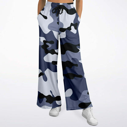 Camo Wide Leg Pants For Women | Blue & Black