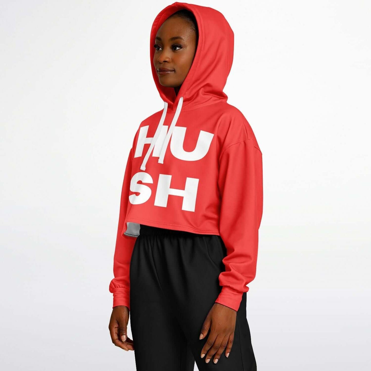 Red HUSH Cropped Hoodie