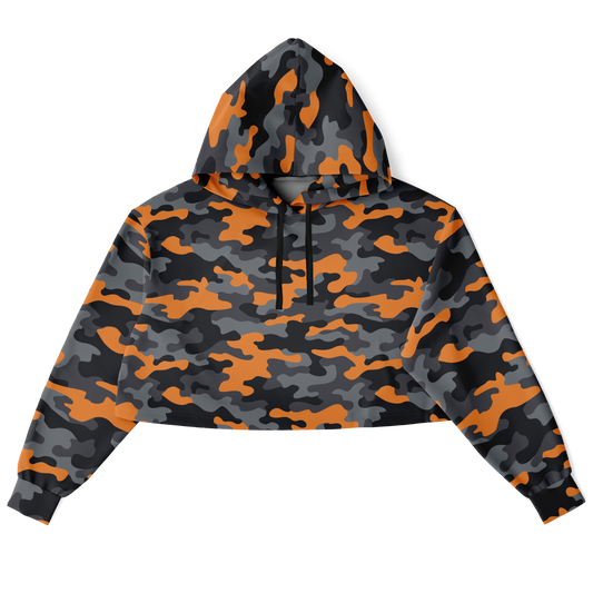 Cropped Hoodie | Military Orange, Gray & Black