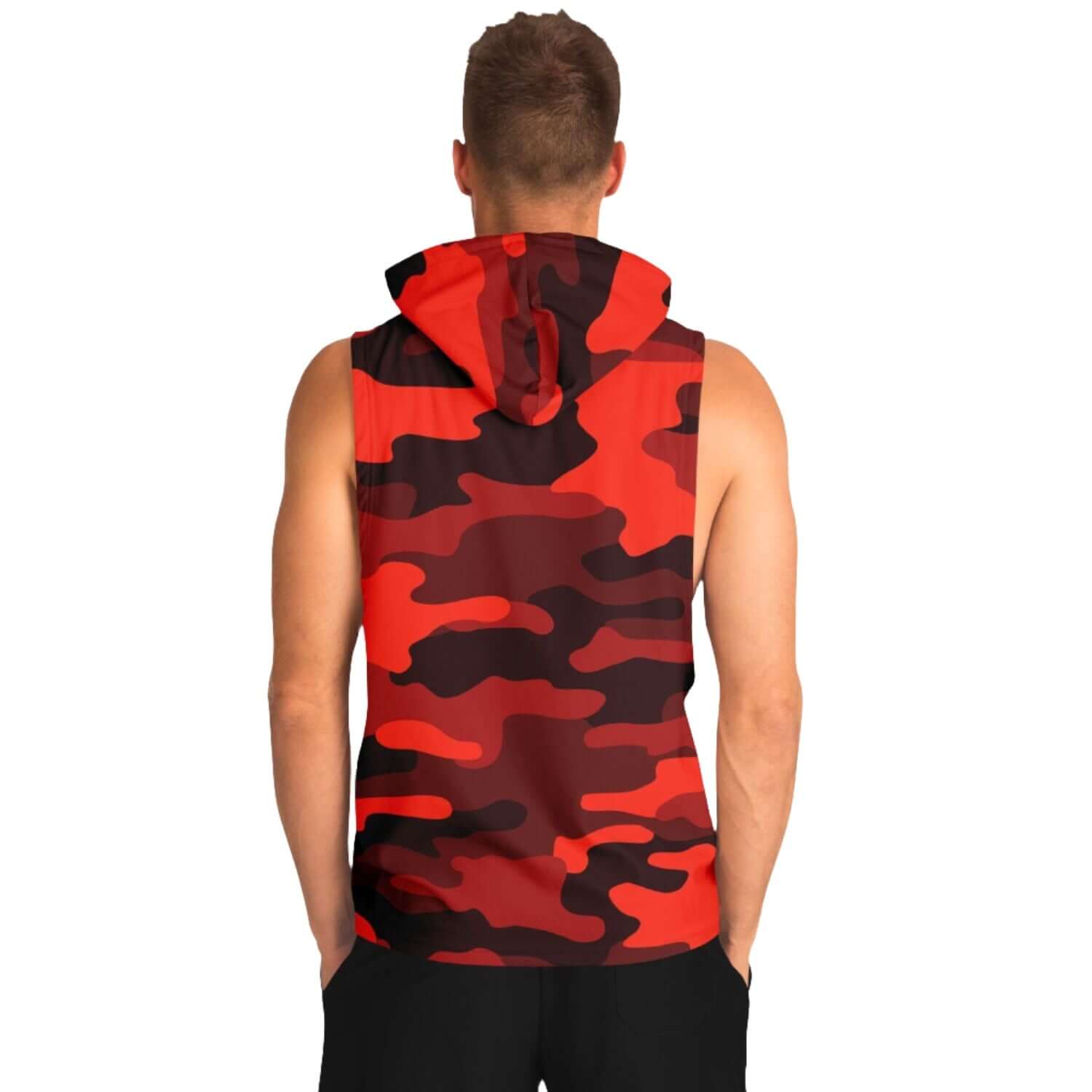 Scarlet Red & Black Camo Sleeveless Hoodie