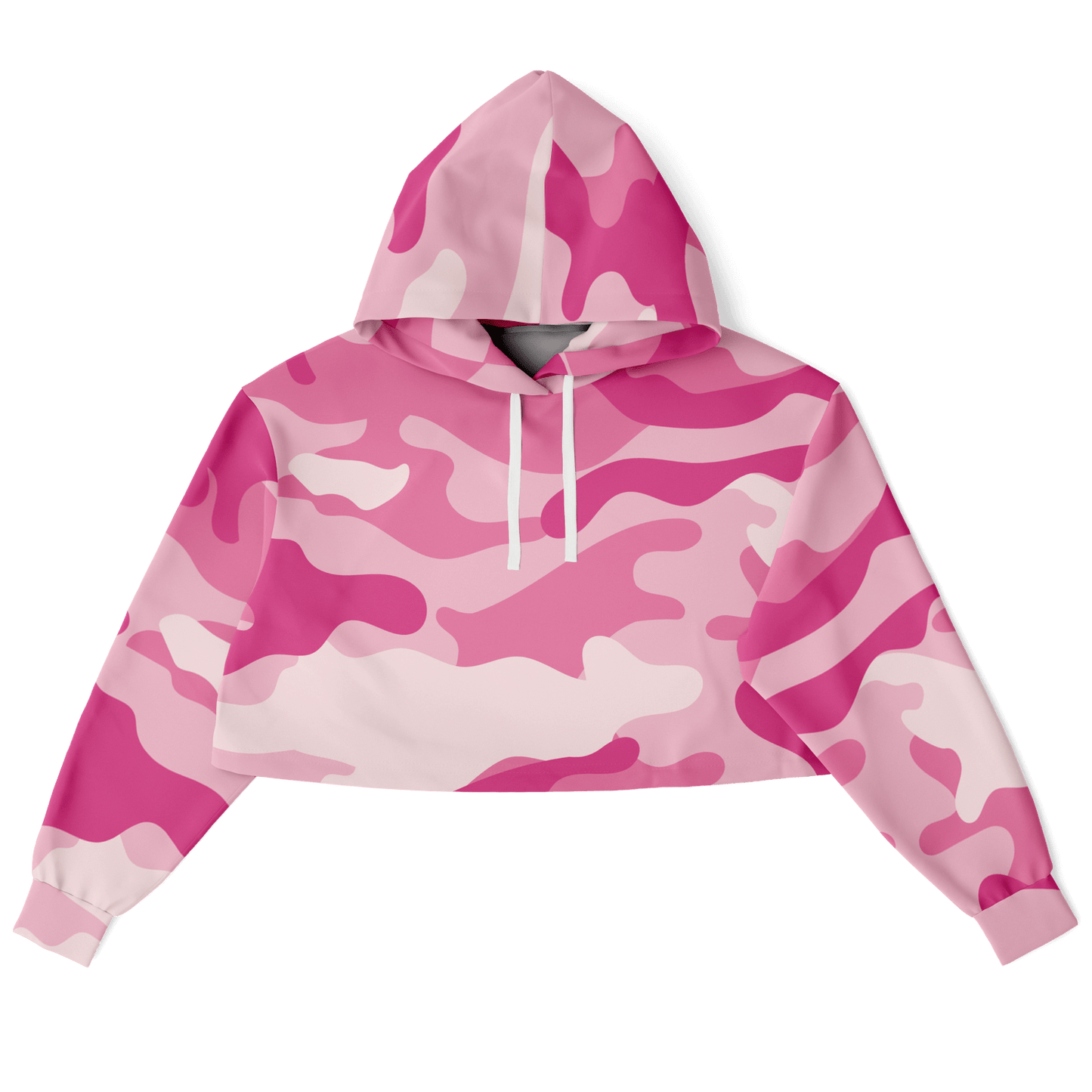 Lavender Pink Camo Cropped Hoodie For Women