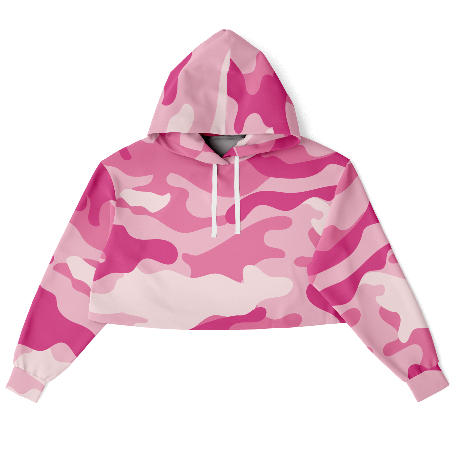 Lavender Pink Camo Cropped Hoodie For Women