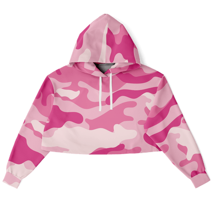 Lavender Pink Camo Cropped Hoodie For Women