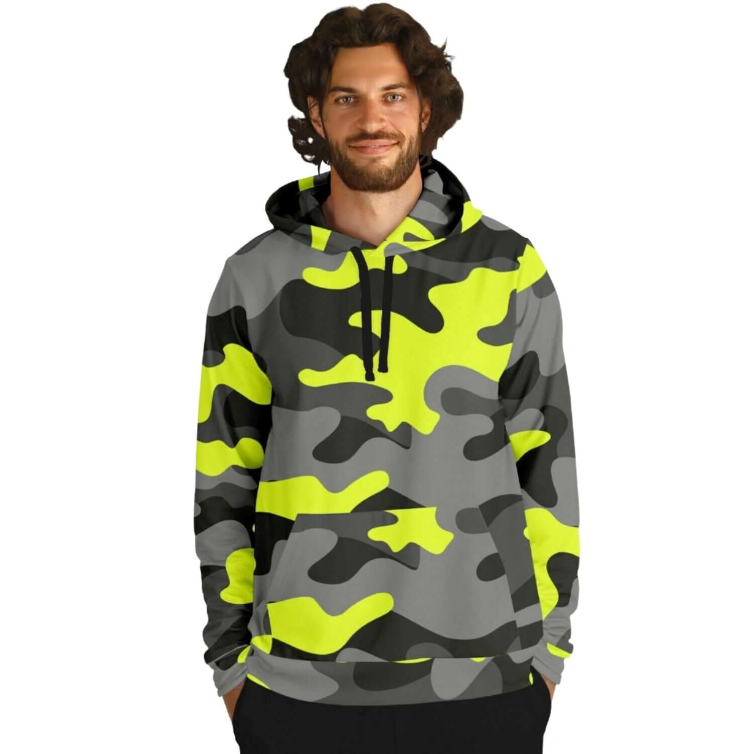 Olive Black & Yellow Camouflage Hoodie | Unisex