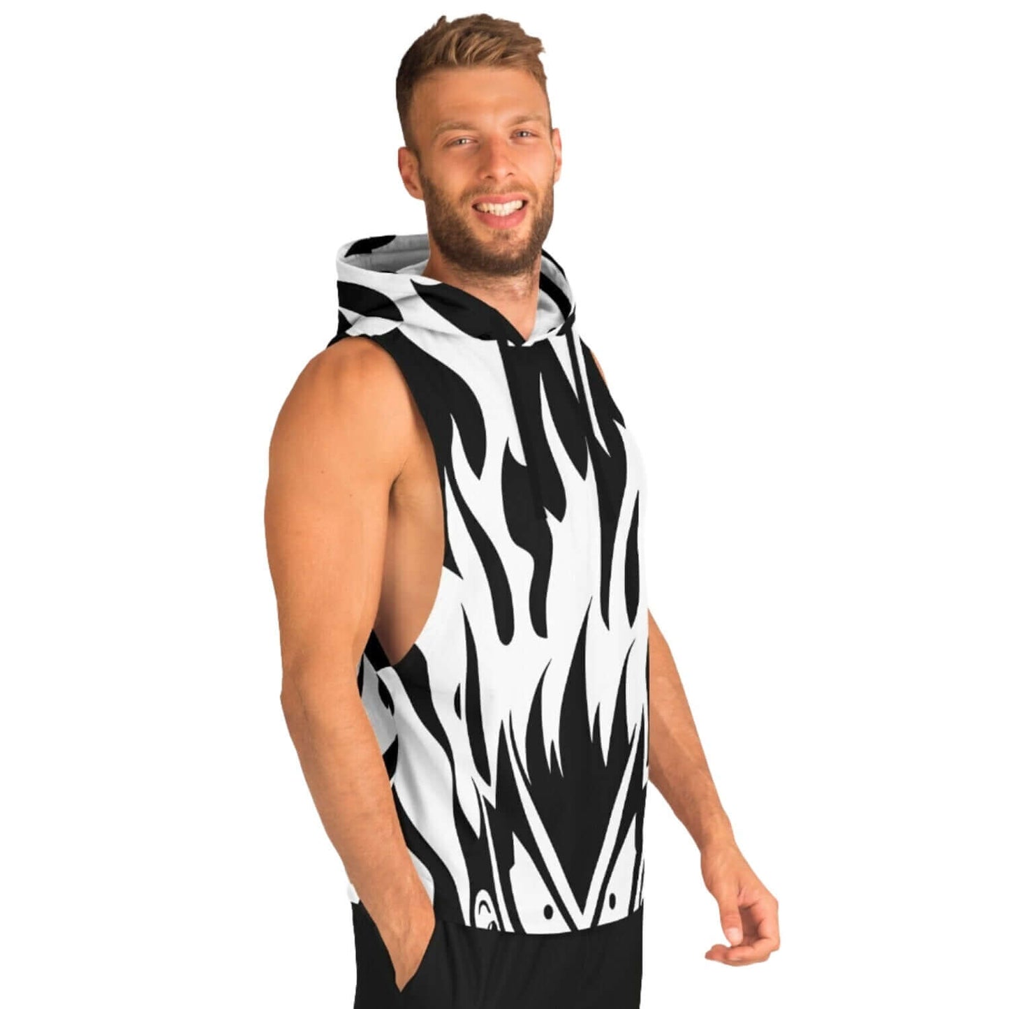 Black & White Dragon Ball Flames | Sleeveless Hoodie