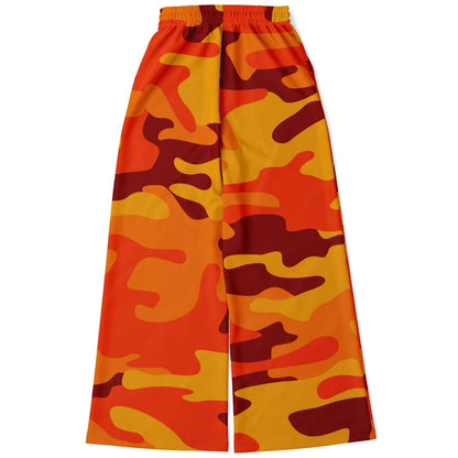 Camo Wide Leg Pants For Women | California Orange & Red Berry