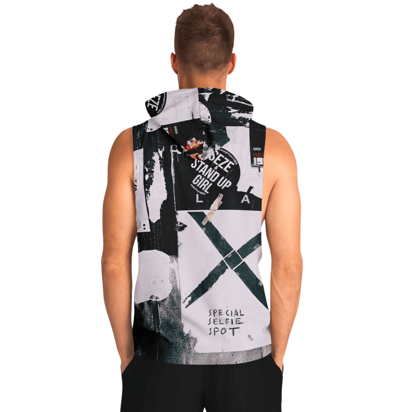 Sleeveless Hoodie | Black & White Street Art