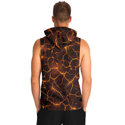 Sleeveless Hoodie For Men | Red Molten Lava