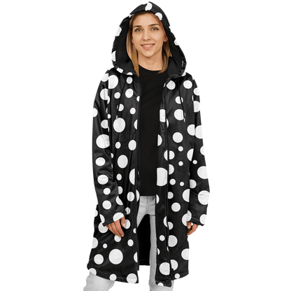 Black & White Polka Dots Cloak With a Zipper