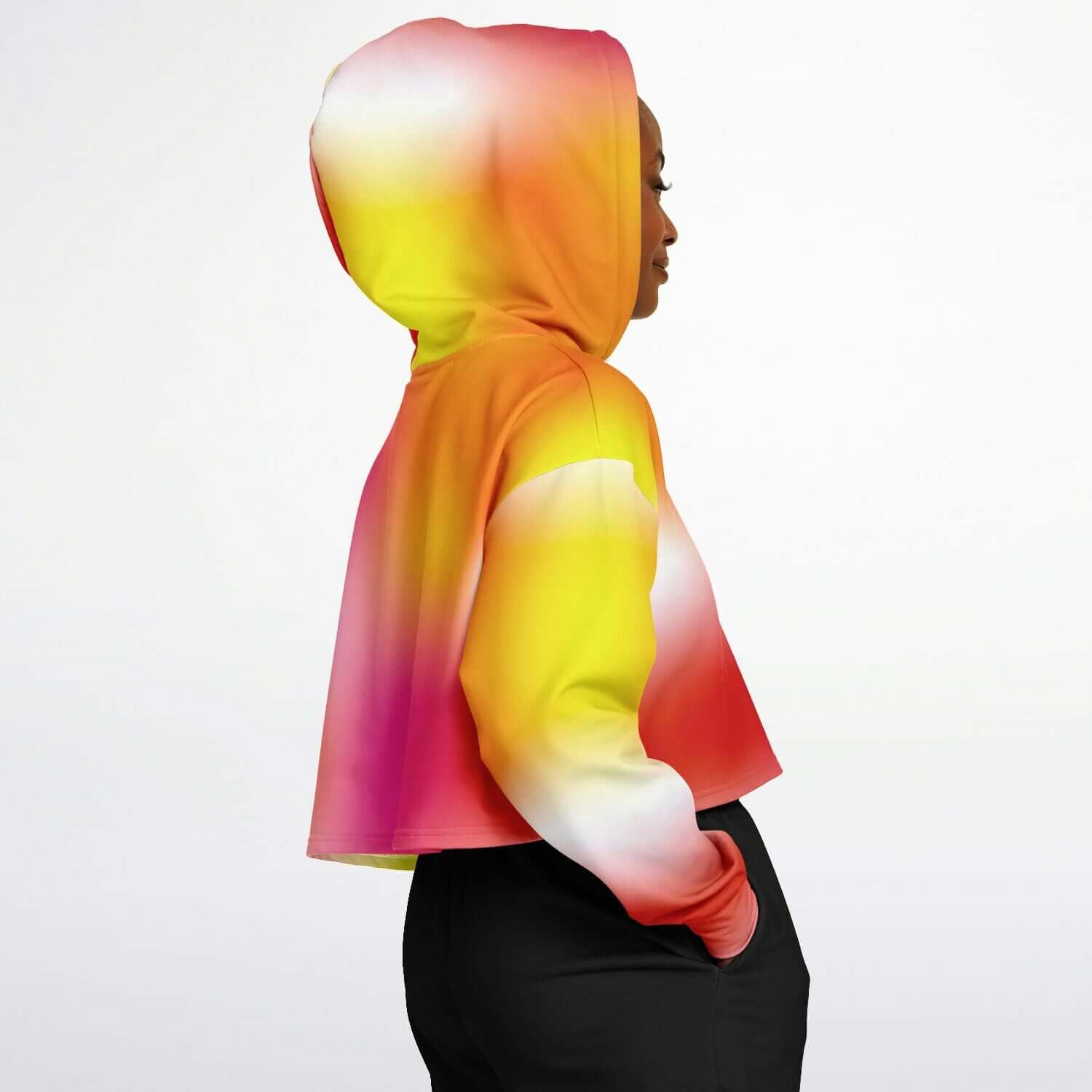 Orange Yellow Gradient Cropped Hoodie