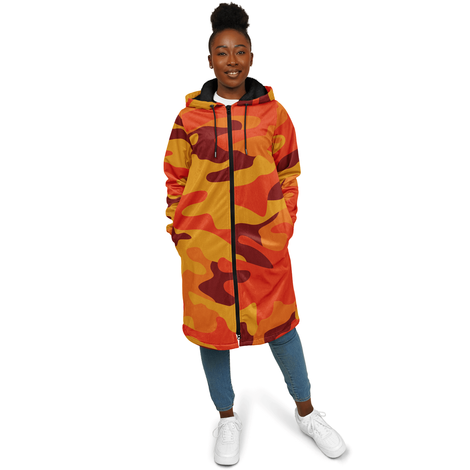 Orange & red Camo Cloak With a Zipper