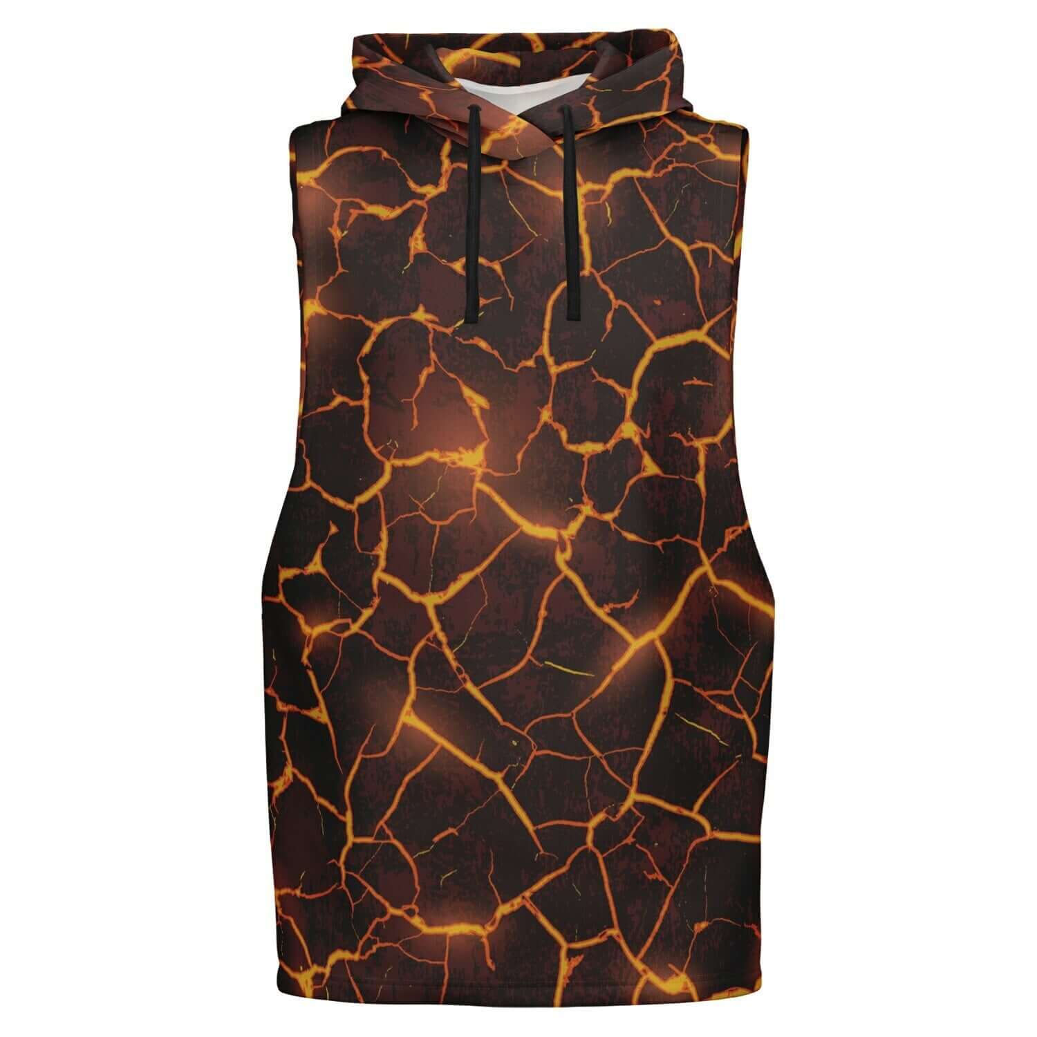 Sleeveless Hoodie For Men | Red Molten Lava