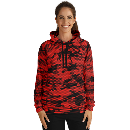 Pixel Camo Hoodie | Red Digital Camouflage Pattern