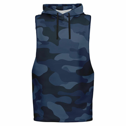 Deep Blue Camouflage Sleeveless Hoodie