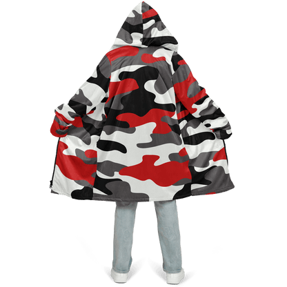 Red Black & White Camo Cloak With a Zipper