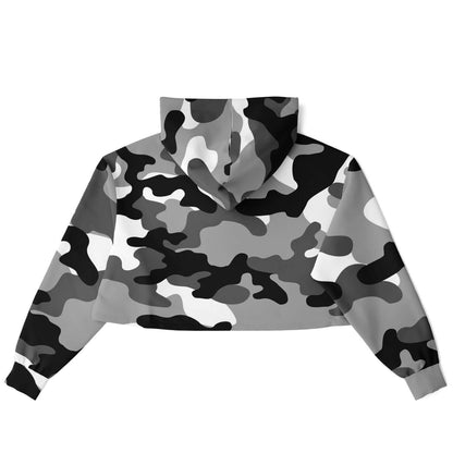 Black & White Camo Cropped Hoodie | LUSH