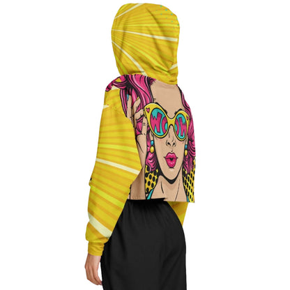 WOW Lady Yellow Cropped Hoodie