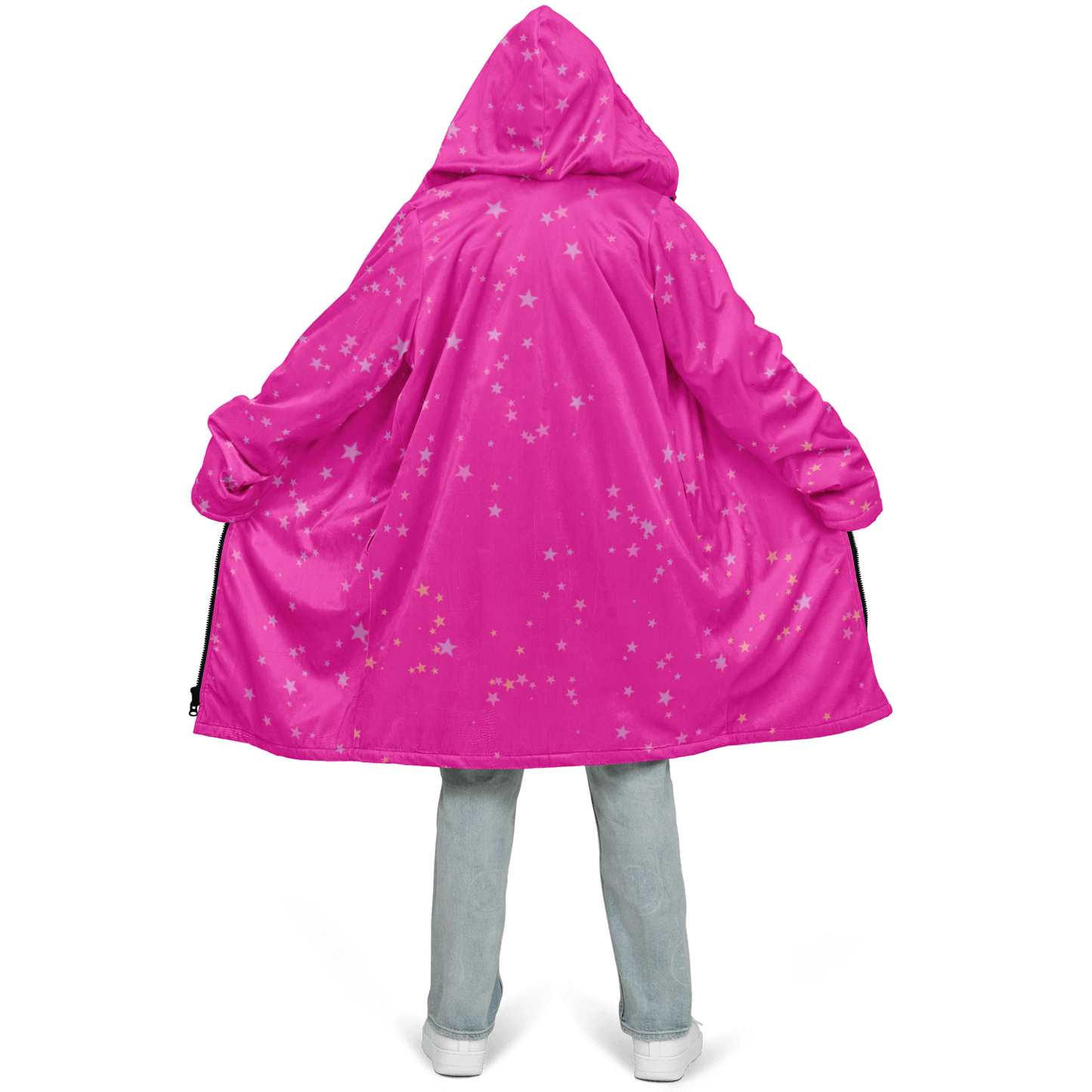 Funky Deep Pink Stars Zipper Cloak | Ribooa