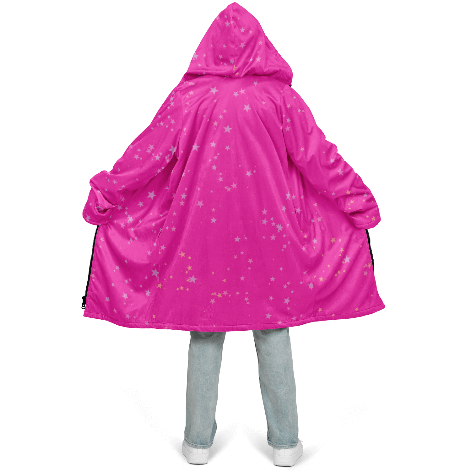 Funky Deep Pink Stars Zipper Cloak | Ribooa