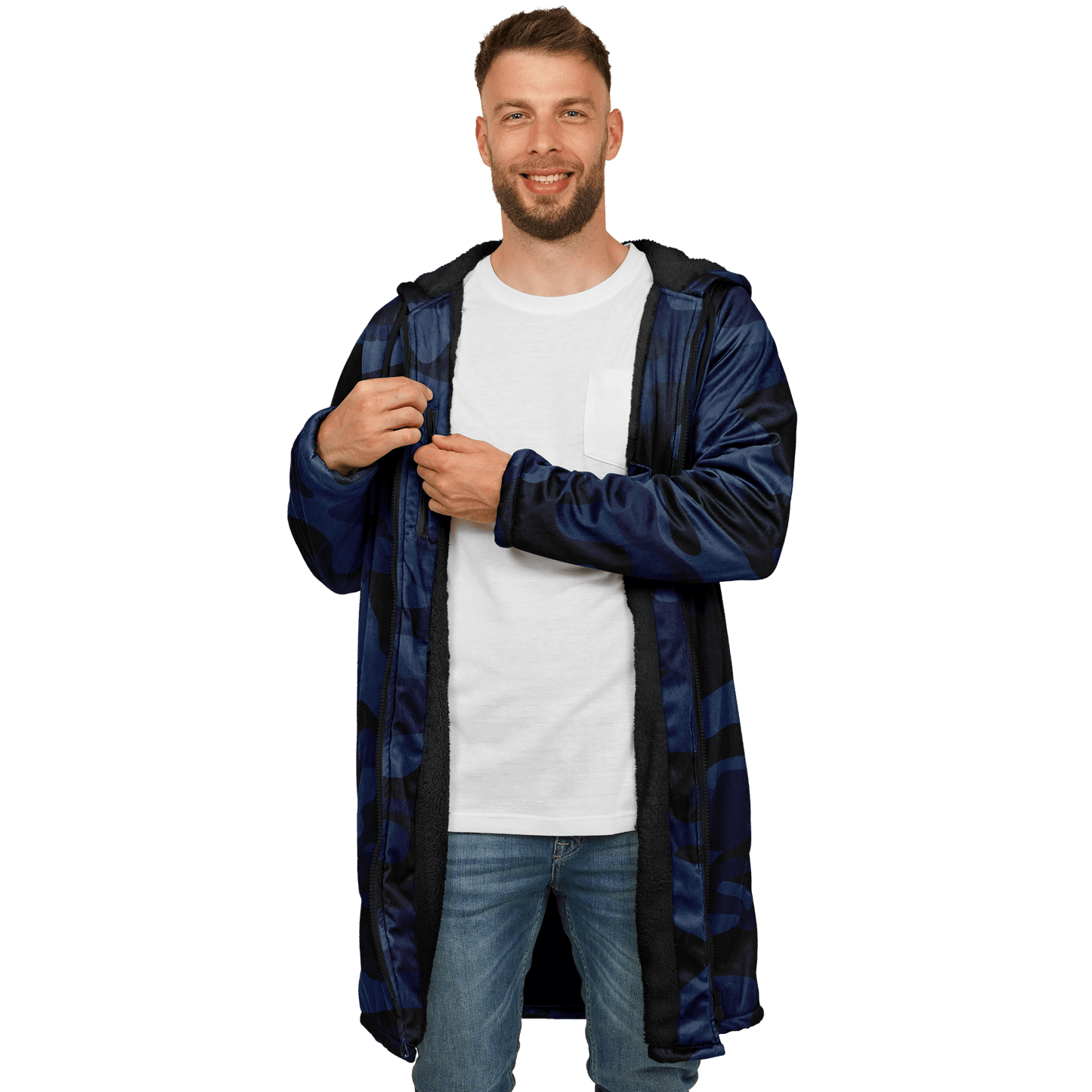 Deep Blue Camo Cloak With a Zipper