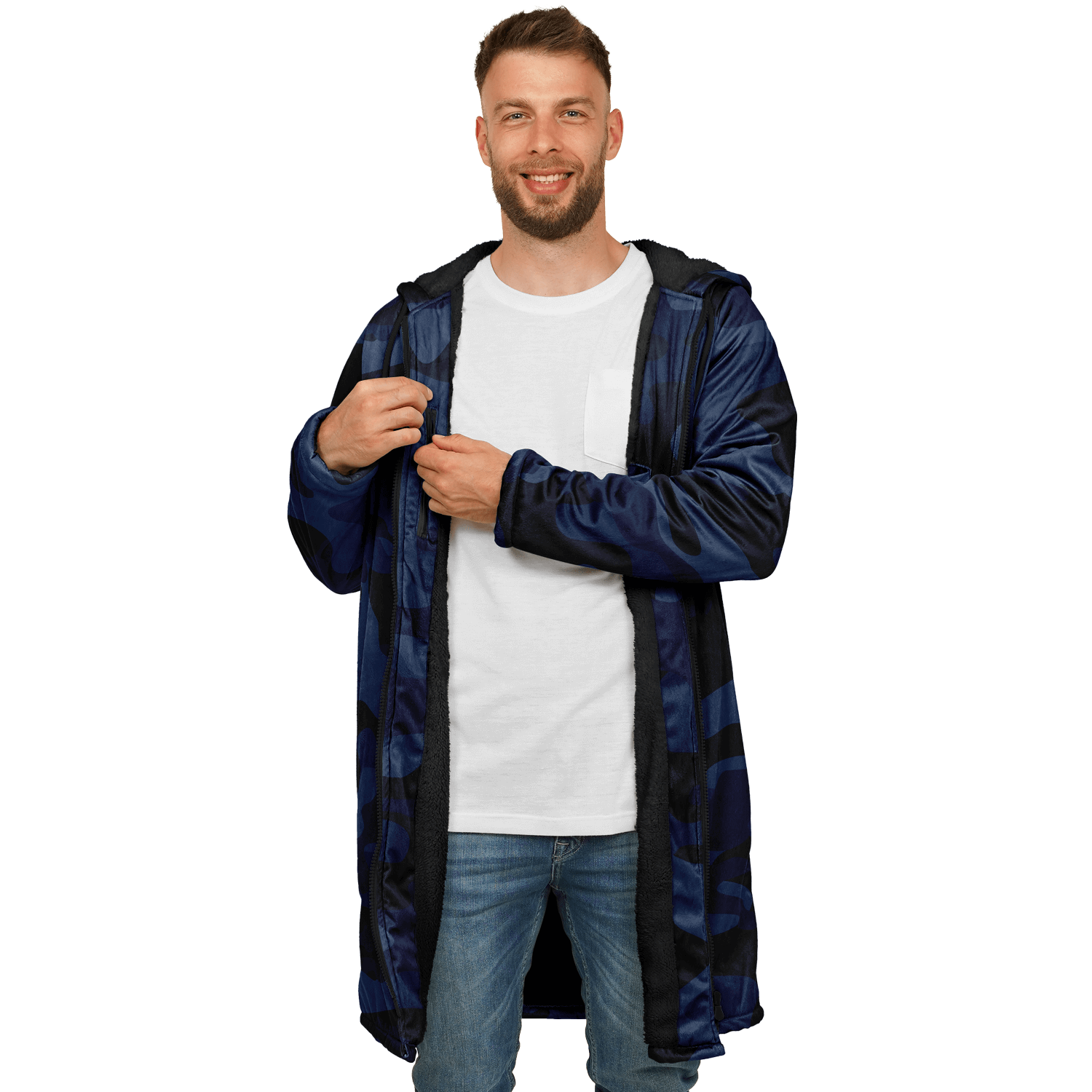 Deep Blue Camo Cloak With a Zipper