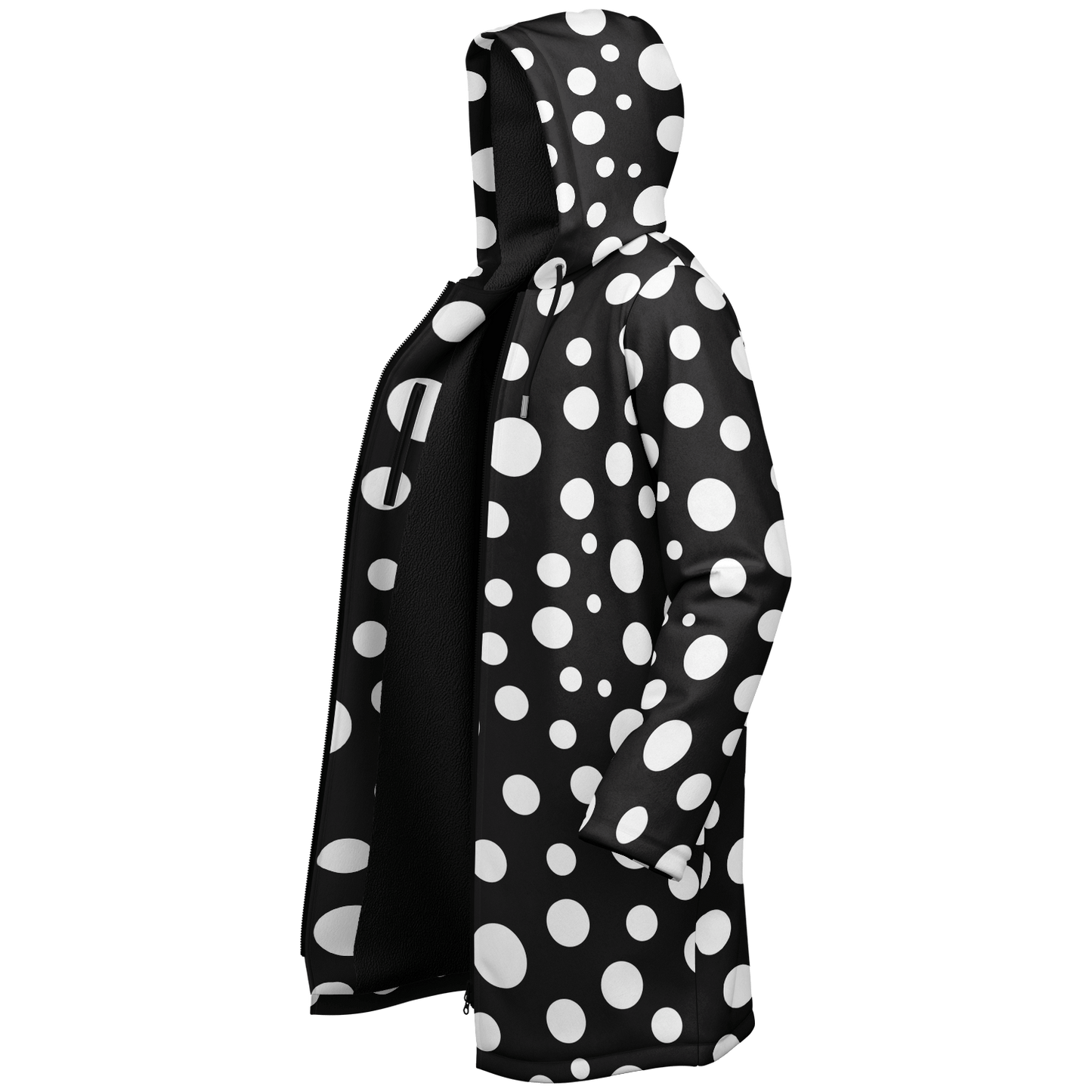 Black & White Polka Dots Cloak With a Zipper