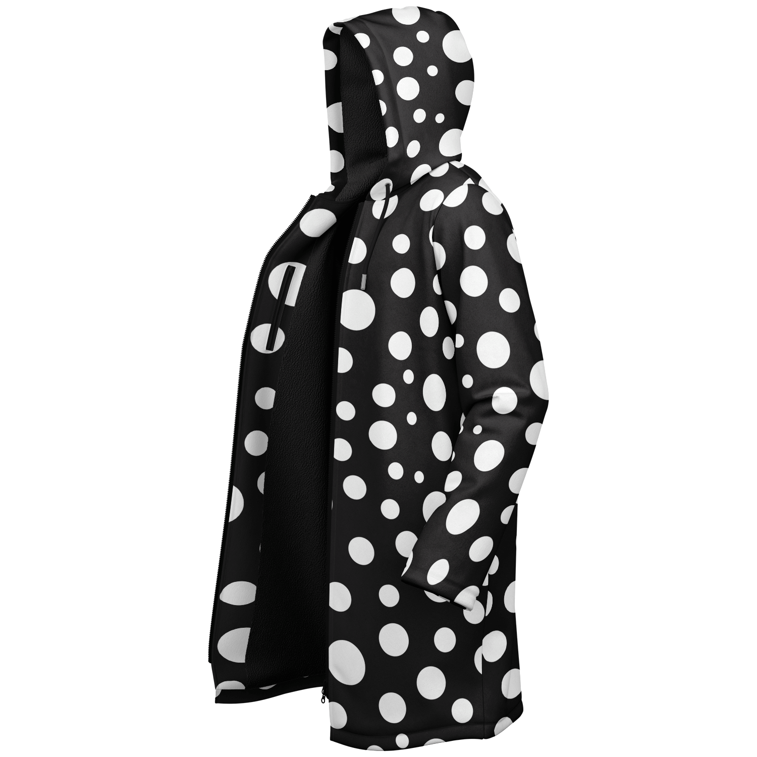 Black & White Polka Dots Cloak With a Zipper