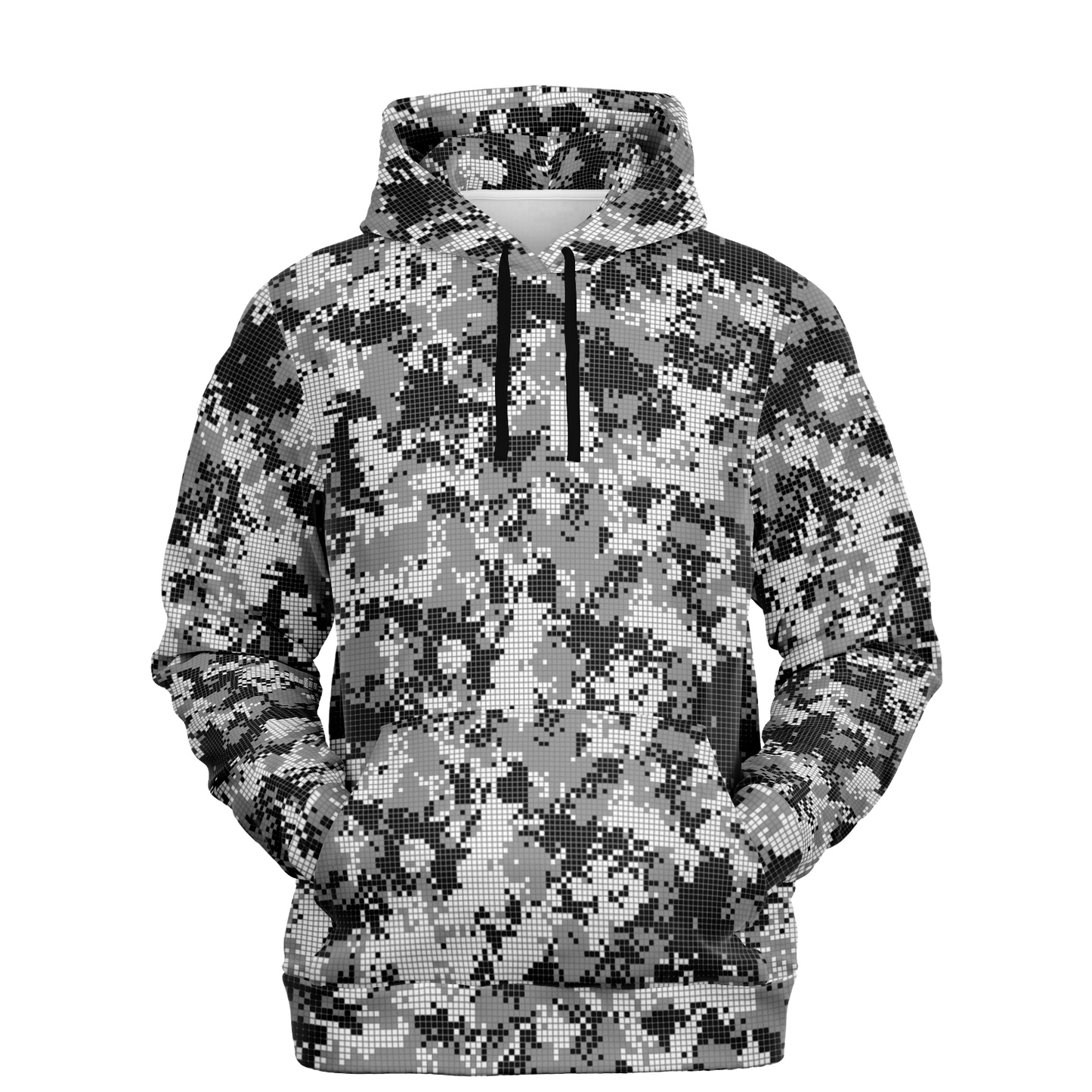 Pixel Camo Hoodie | Black & White Camouflage Pattern