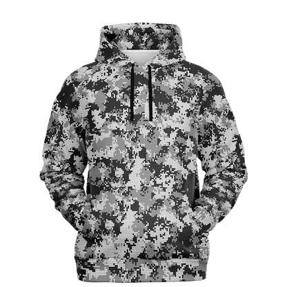 Pixel Camo Hoodie | Black & White Camouflage Pattern