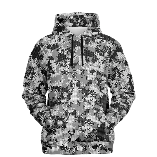 Pixel Camo Hoodie | Black & White Camouflage Pattern