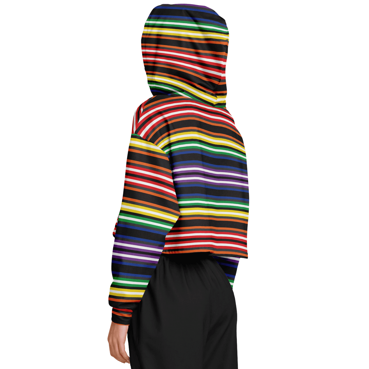 Cropped Hoodie | Rainbow Horizontal Stripes