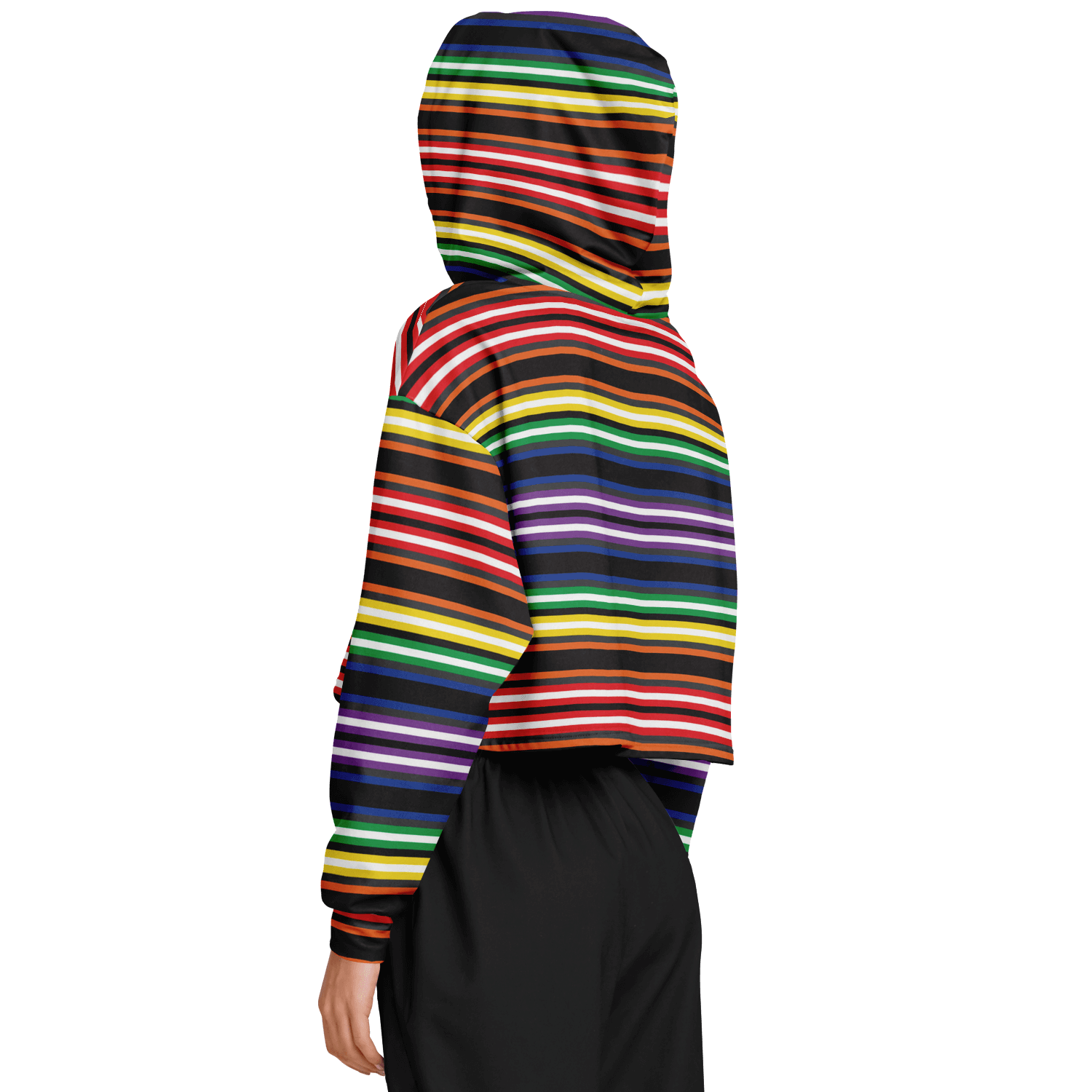 Cropped Hoodie | Rainbow Horizontal Stripes