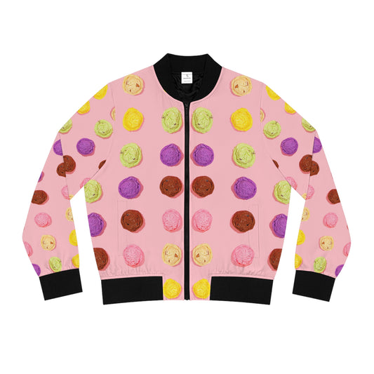 Women's Bomber Jacket | Ice Cream Rainbow - Ribooa
