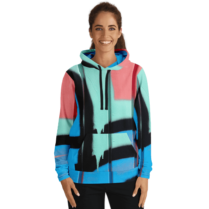 Streetwear Hoodie | Blue, Pink & Mint Green Graffiti Art