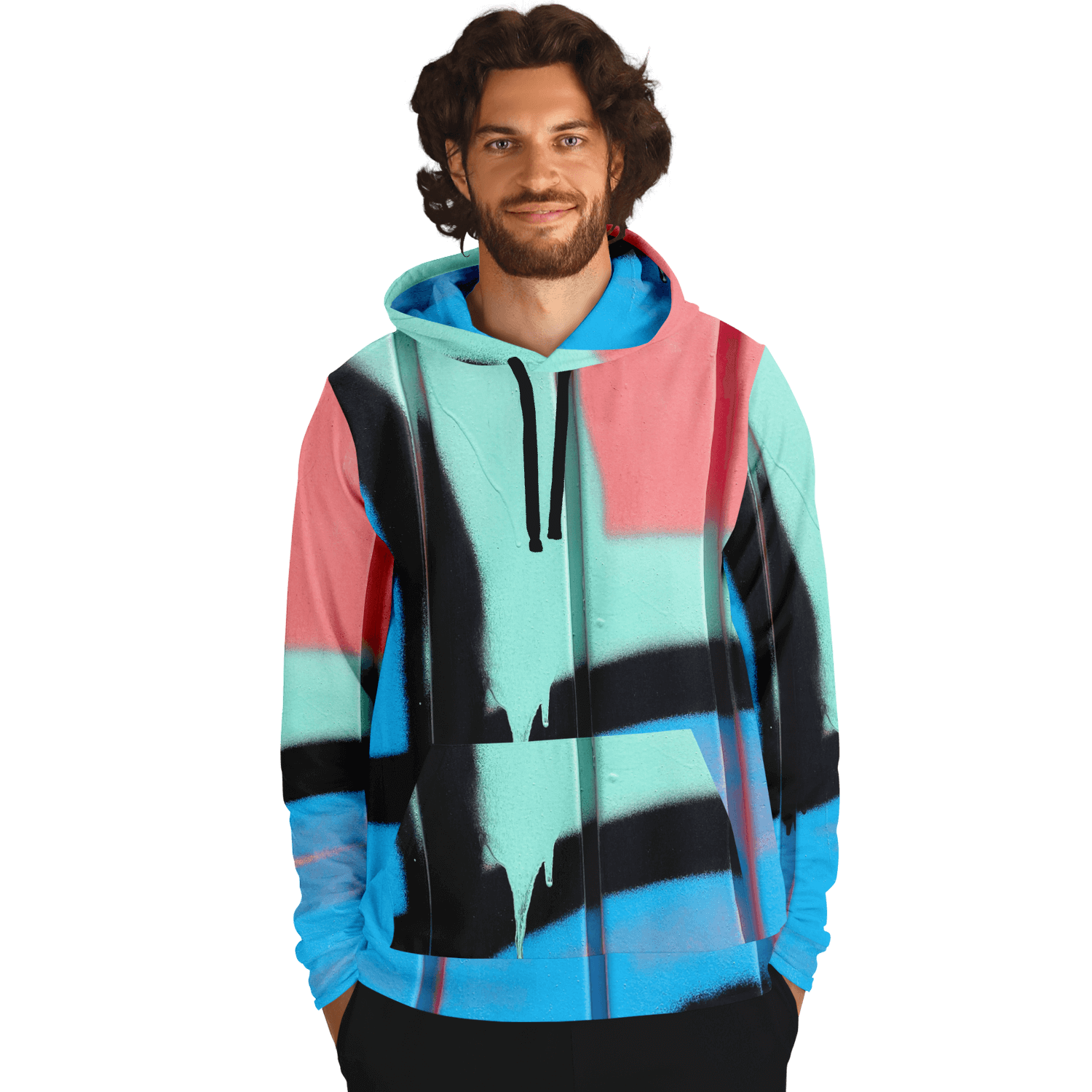 Streetwear Hoodie | Blue, Pink & Mint Green Graffiti Art