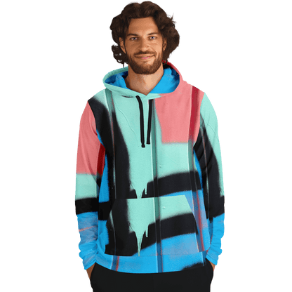 Streetwear Hoodie | Blue, Pink & Mint Green Graffiti Art