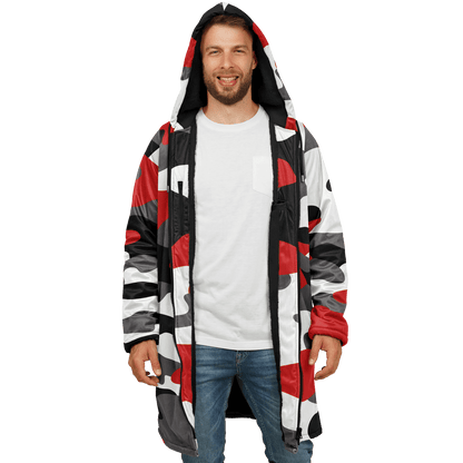 Red Black & White Camo Cloak With a Zipper