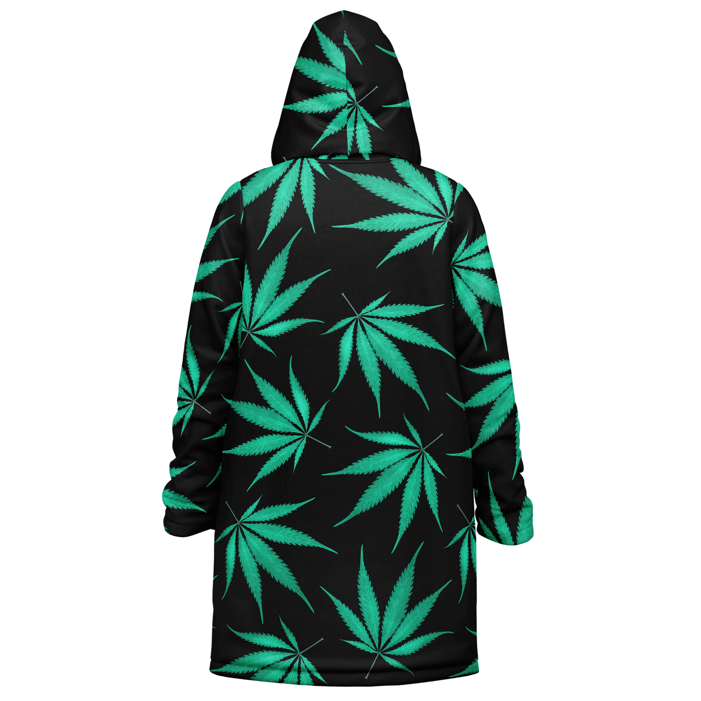 Ganja Cloak | Green Cannabis Leaves on a Black Background