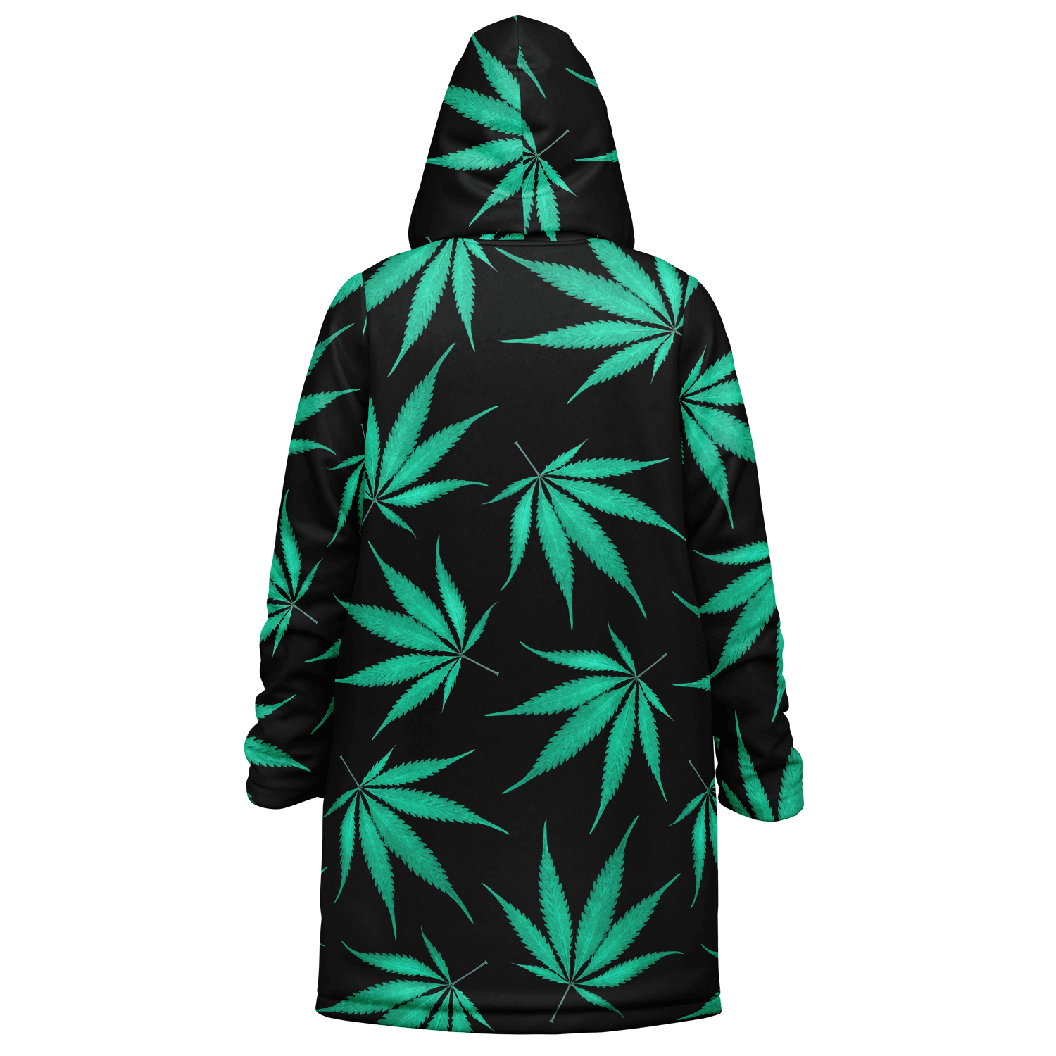 Ganja Cloak | Green Cannabis Leaves on a Black Background