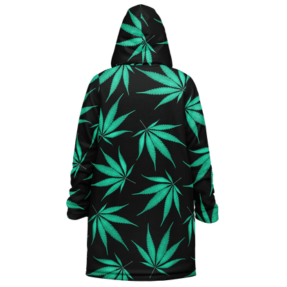 Ganja Cloak | Green Cannabis Leaves on a Black Background