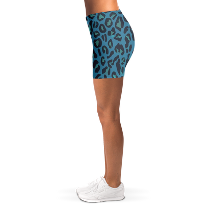 Blue Leopard Legging Shorts | HD Print