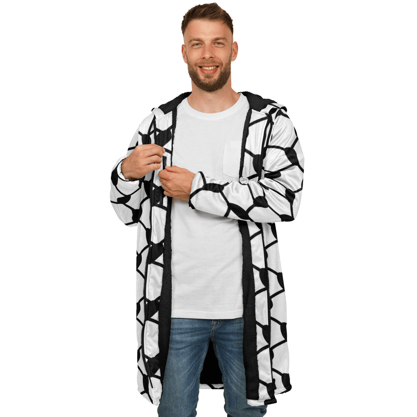 Keffiyeh Cloak With a Zipper | Black & White HD Print