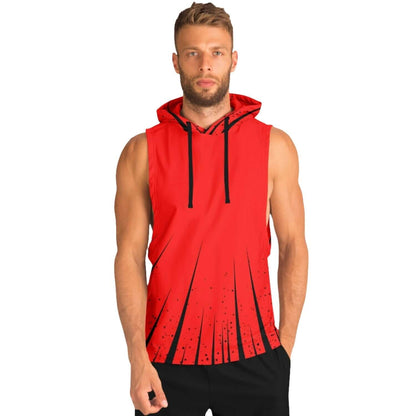 Red Sleeveless Hoodie | Black Spikes