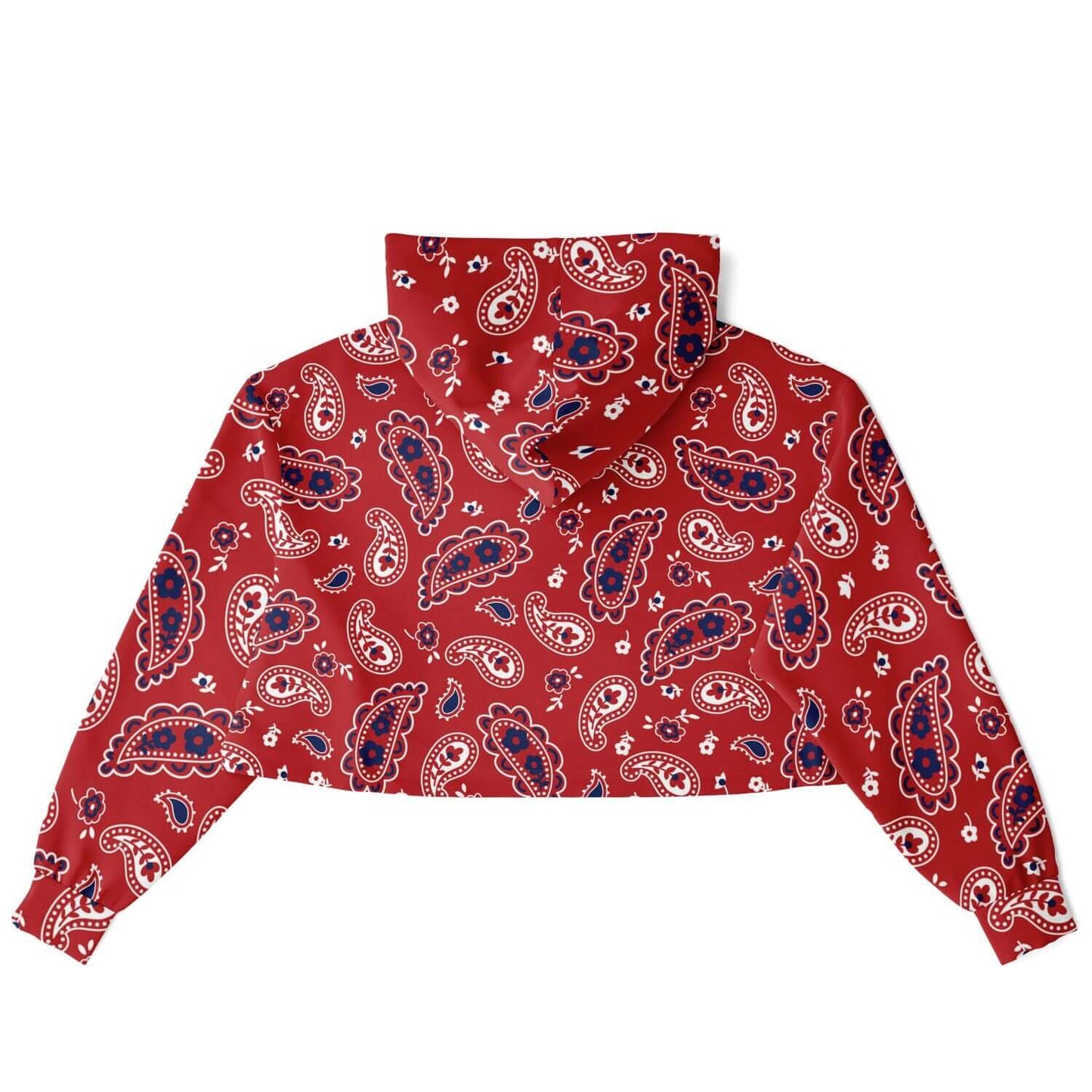 Red Paisley Bandana Cropped Hoodie