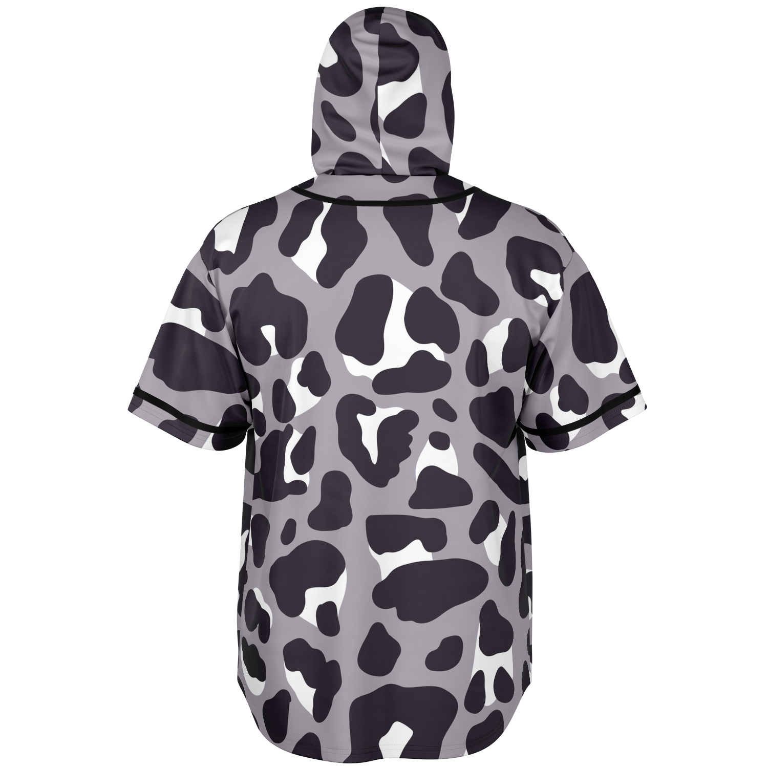 Hooded Baseball Jersey | Monochrome Leopard